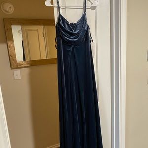 Revelry Skye Velvet Dress, Royal Blue, Maternity (size 2) Cowl neck w/ slit